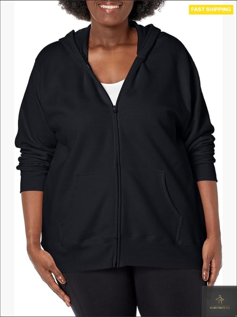 Plus Size Zip-Up Fleece Hoodie Heavyweight Warm Cotton Blend Activewear